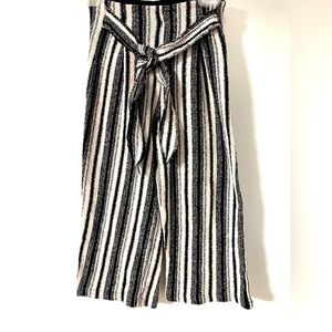 Zara Girls Flowy Wide Leg Tie Striped Pants